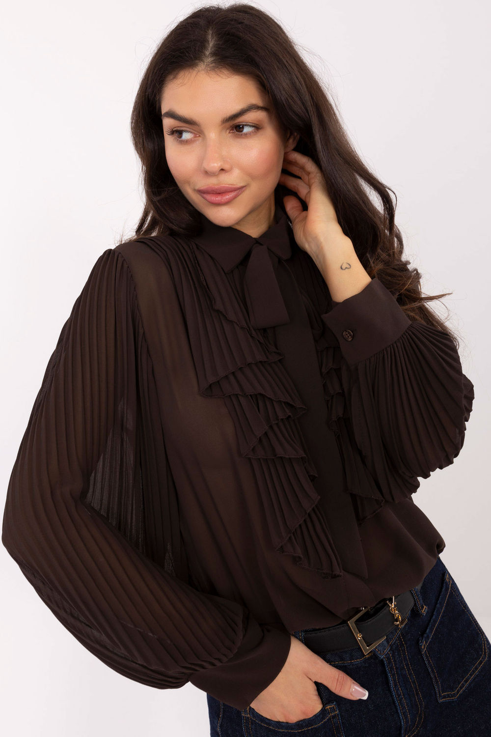 Image of Chemise manche longue brune