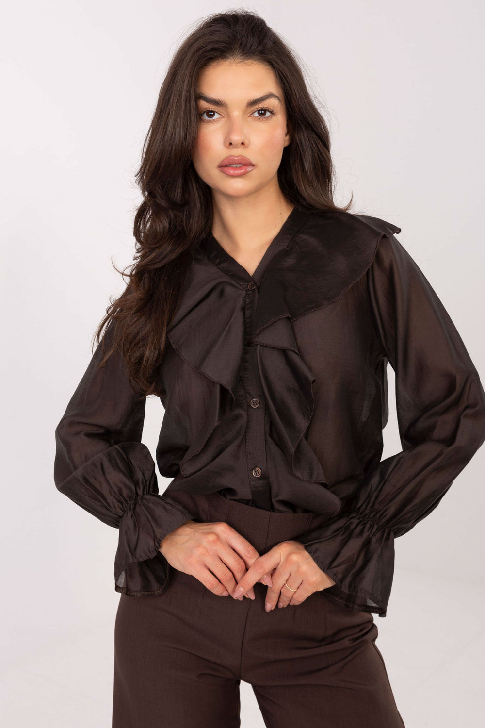 Image of Chemise manche longue brune
