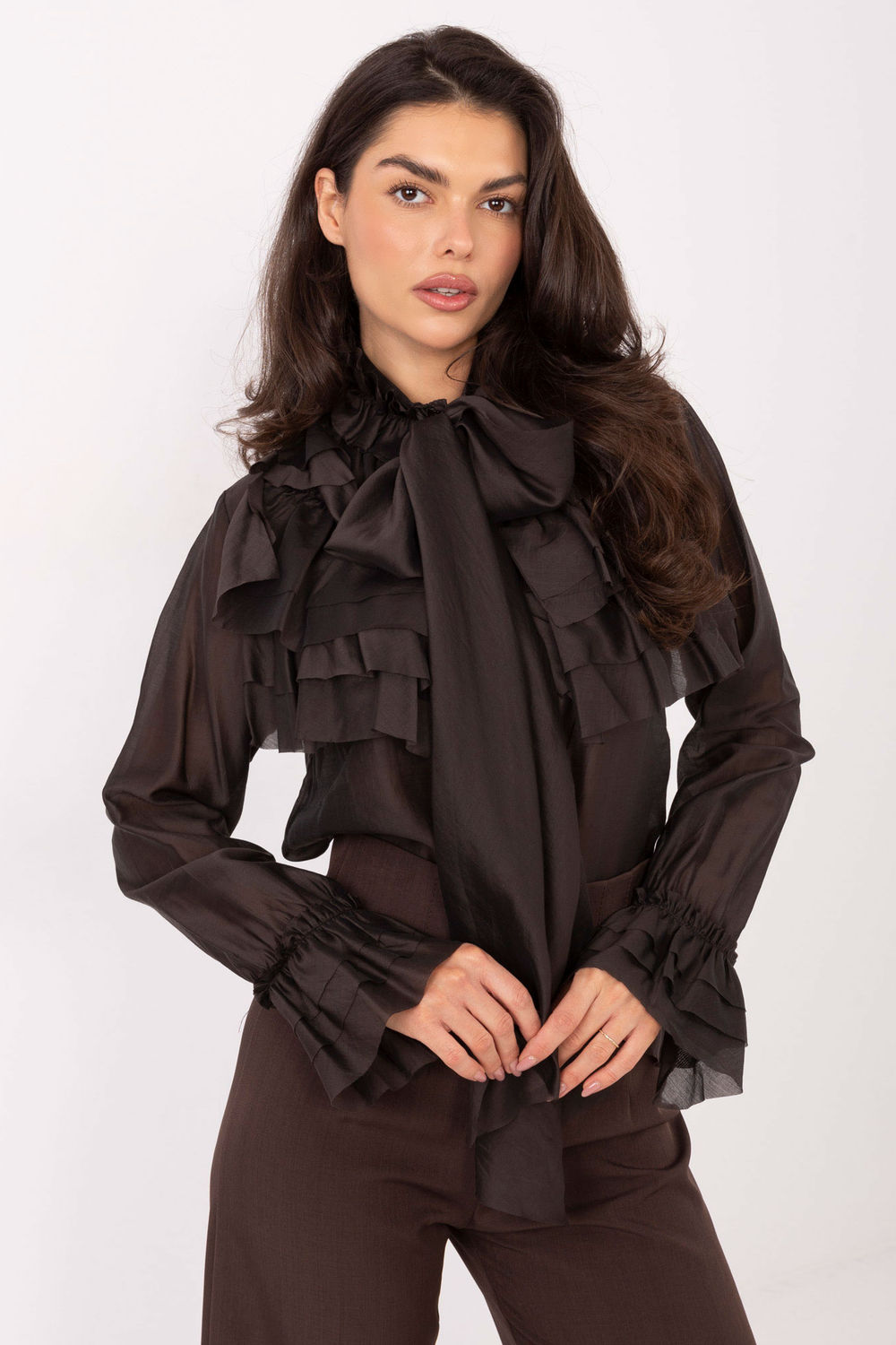 Image of Chemise manche longue brune