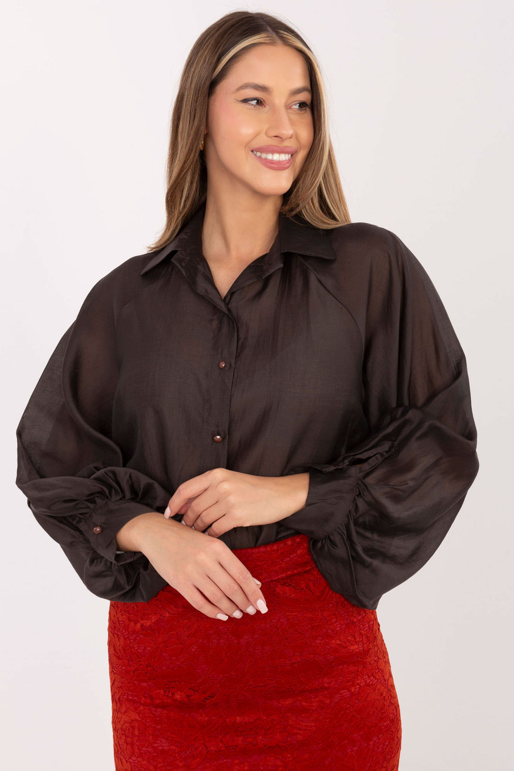 Image of Chemise manche longue brune