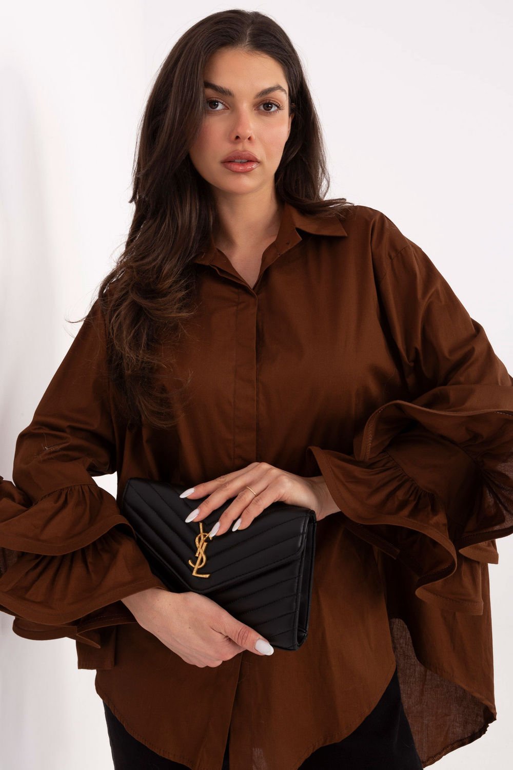 Image of Chemise manche longue brune