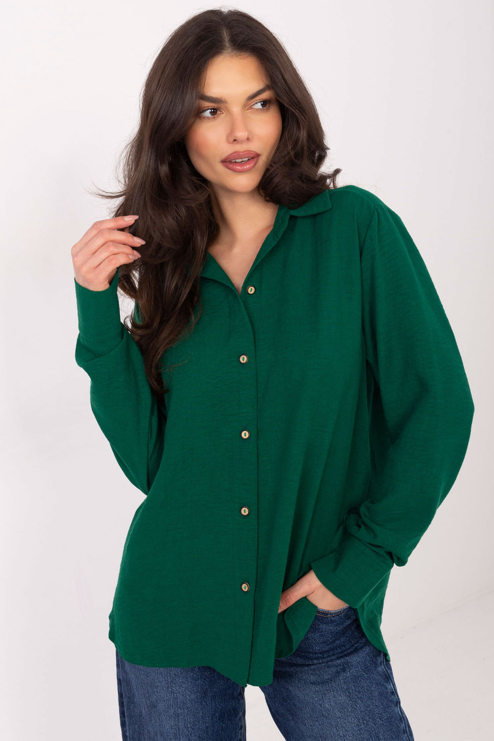 Image of Chemise manche longue verte