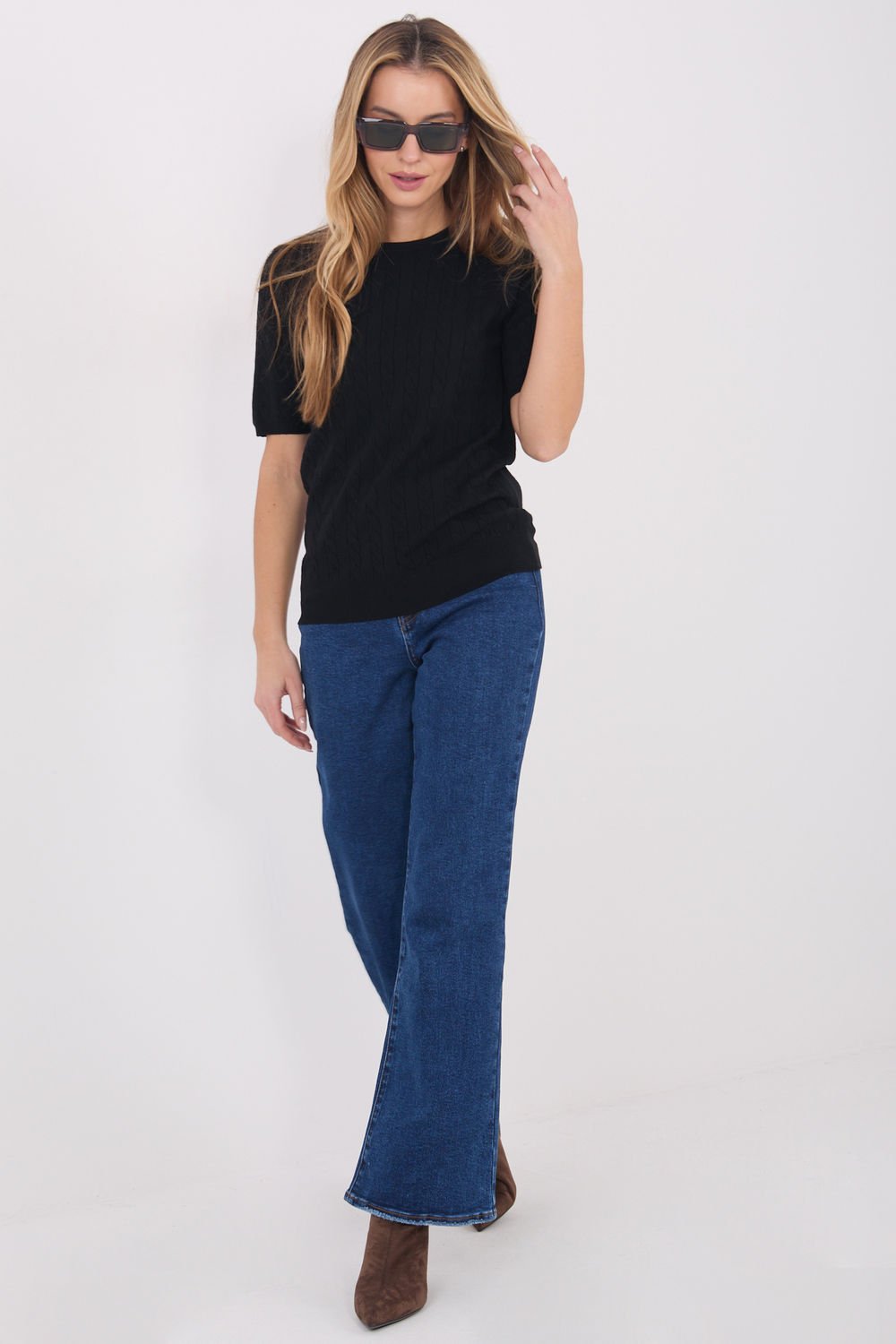 Image of Pull à manches courtes noir