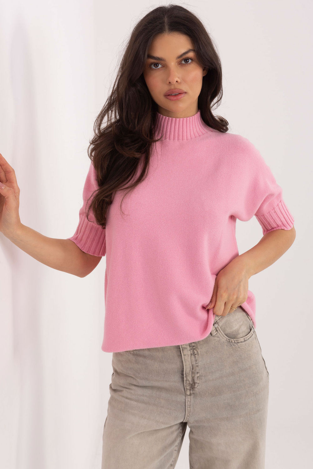 Image of Pull à manches courtes rosé