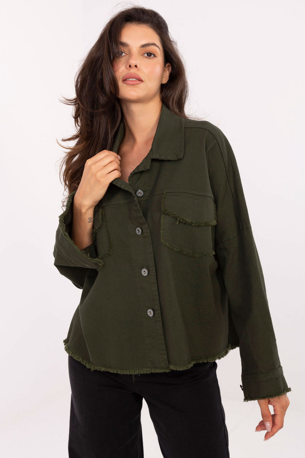 Image of Chemise manche longue verte