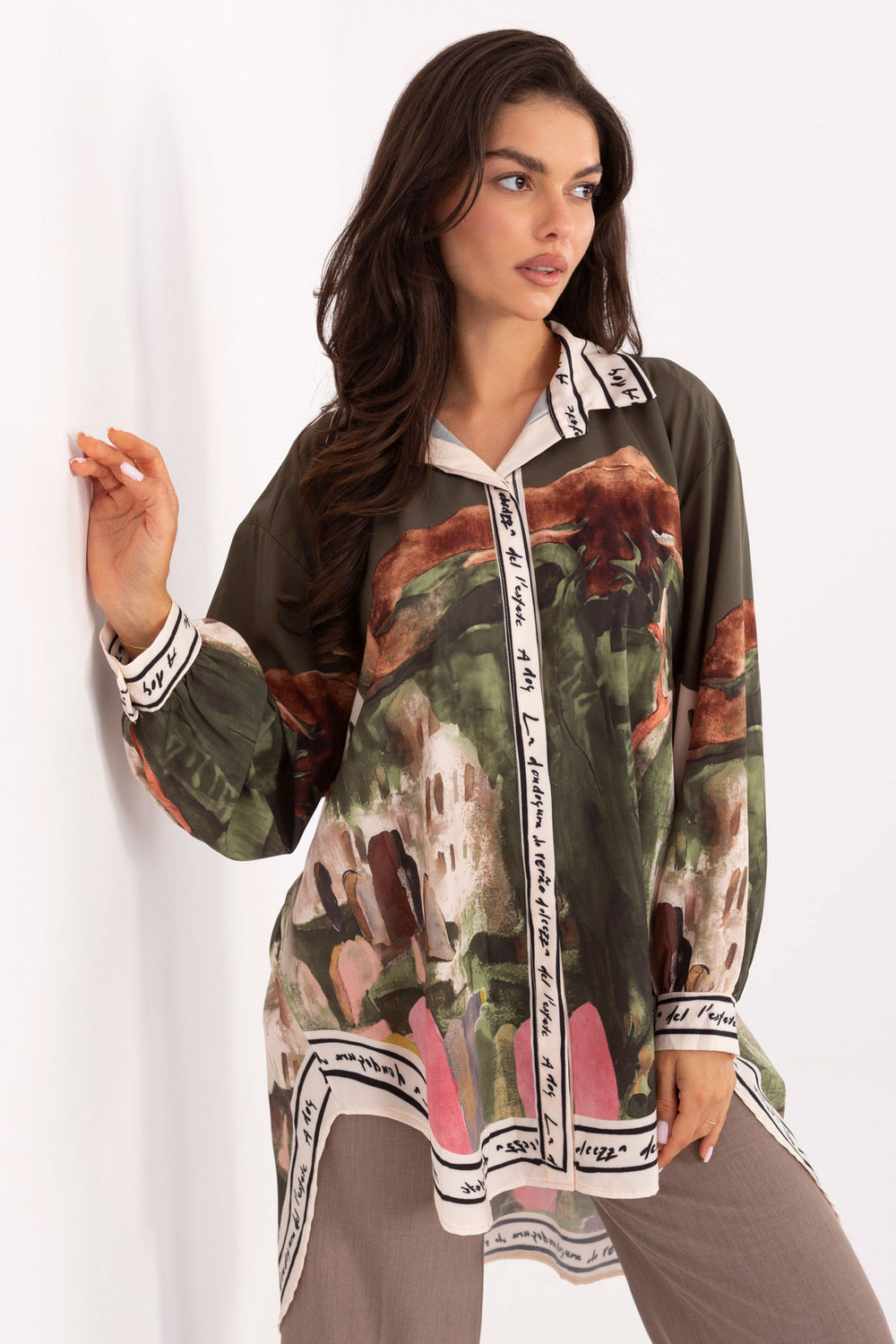 Image of Chemise manche longue verte