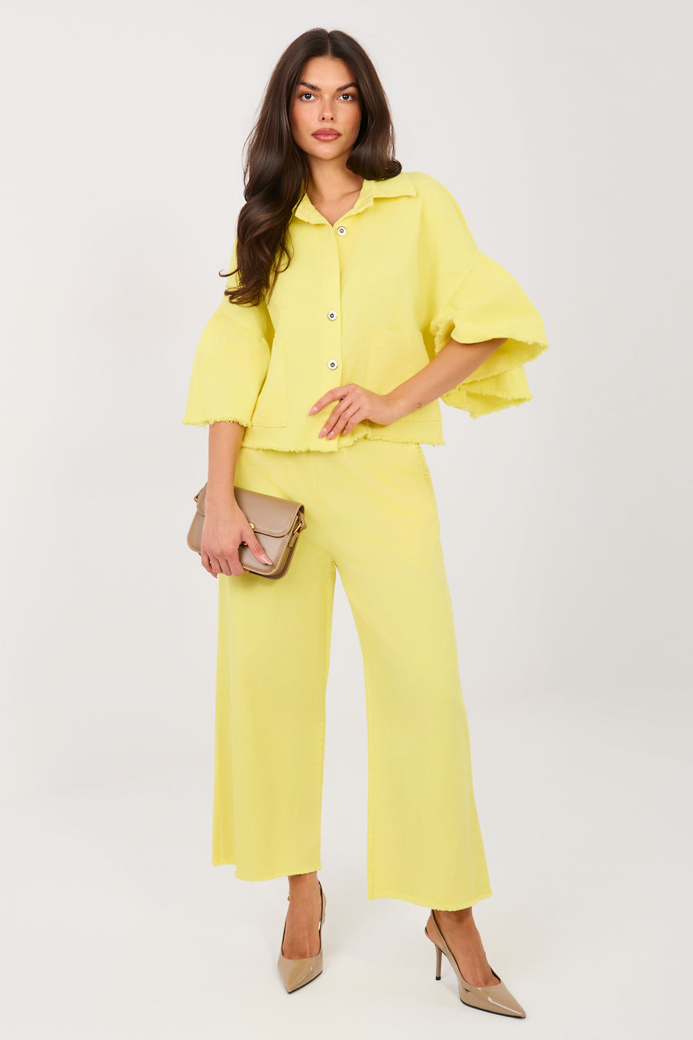 Image of Pantalon femme jaune