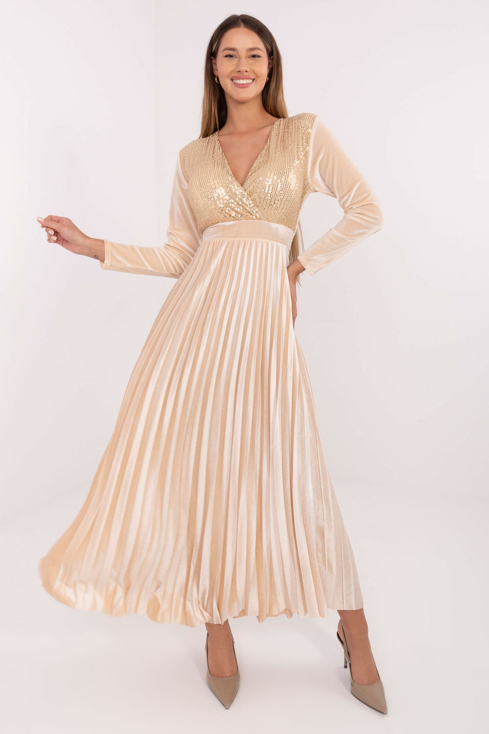 Image of Robe longue beige