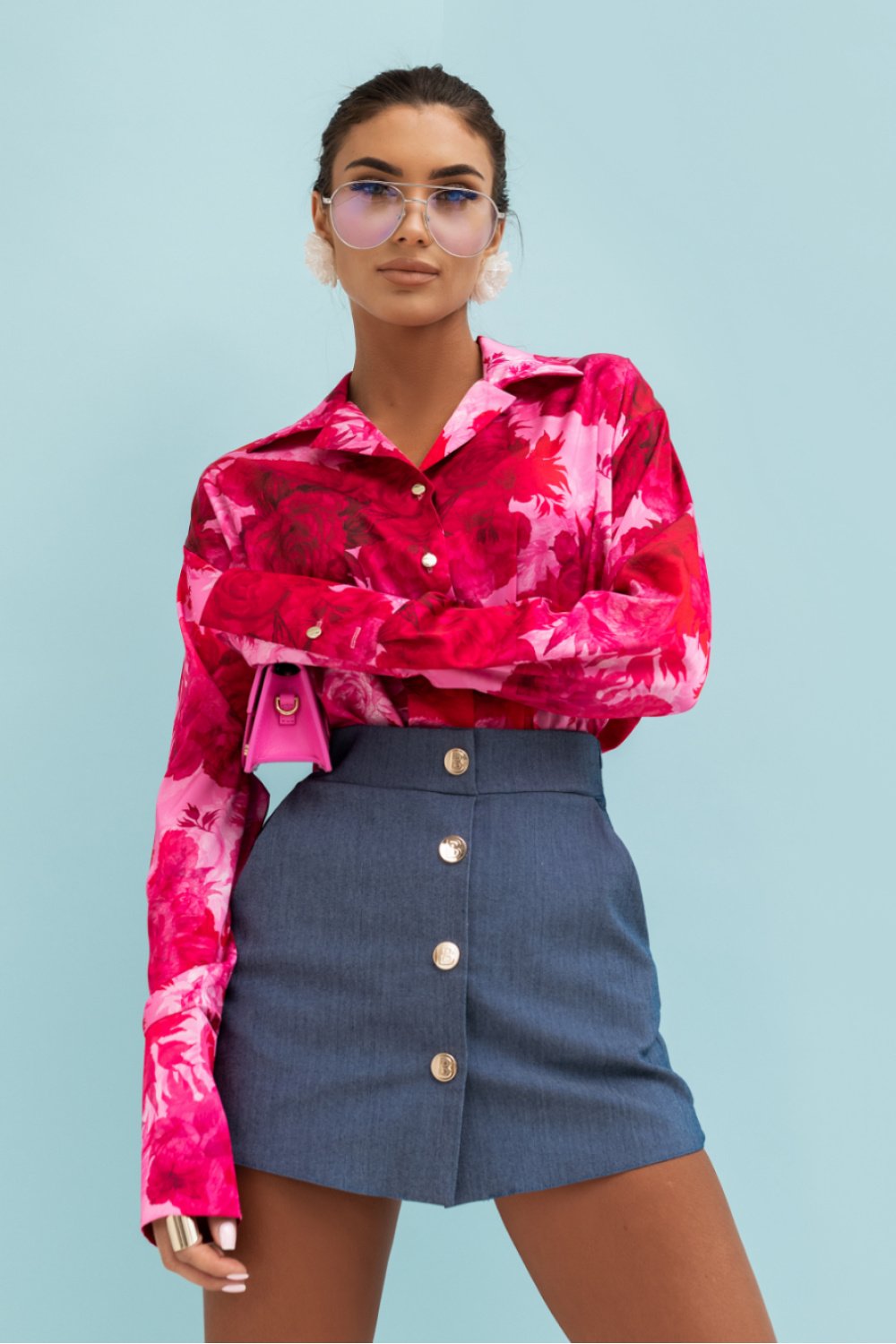 Image of Short-jupe bleu