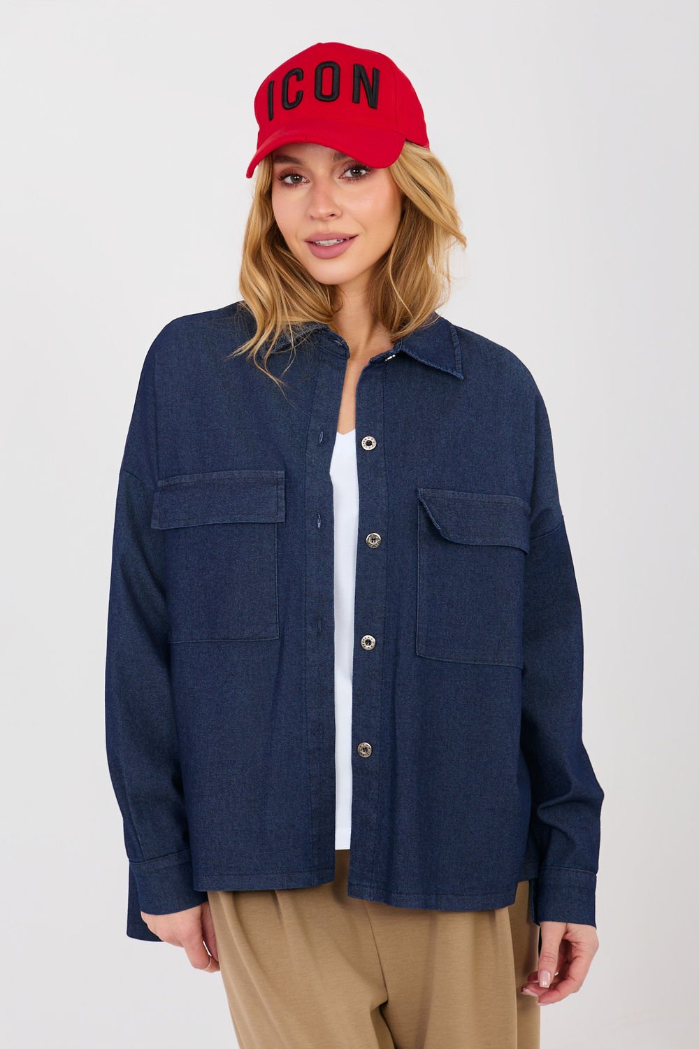 Image of Chemise manche longue bleue marine