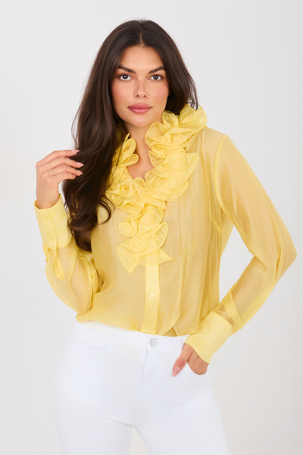 Image of Chemise manche longue jaune