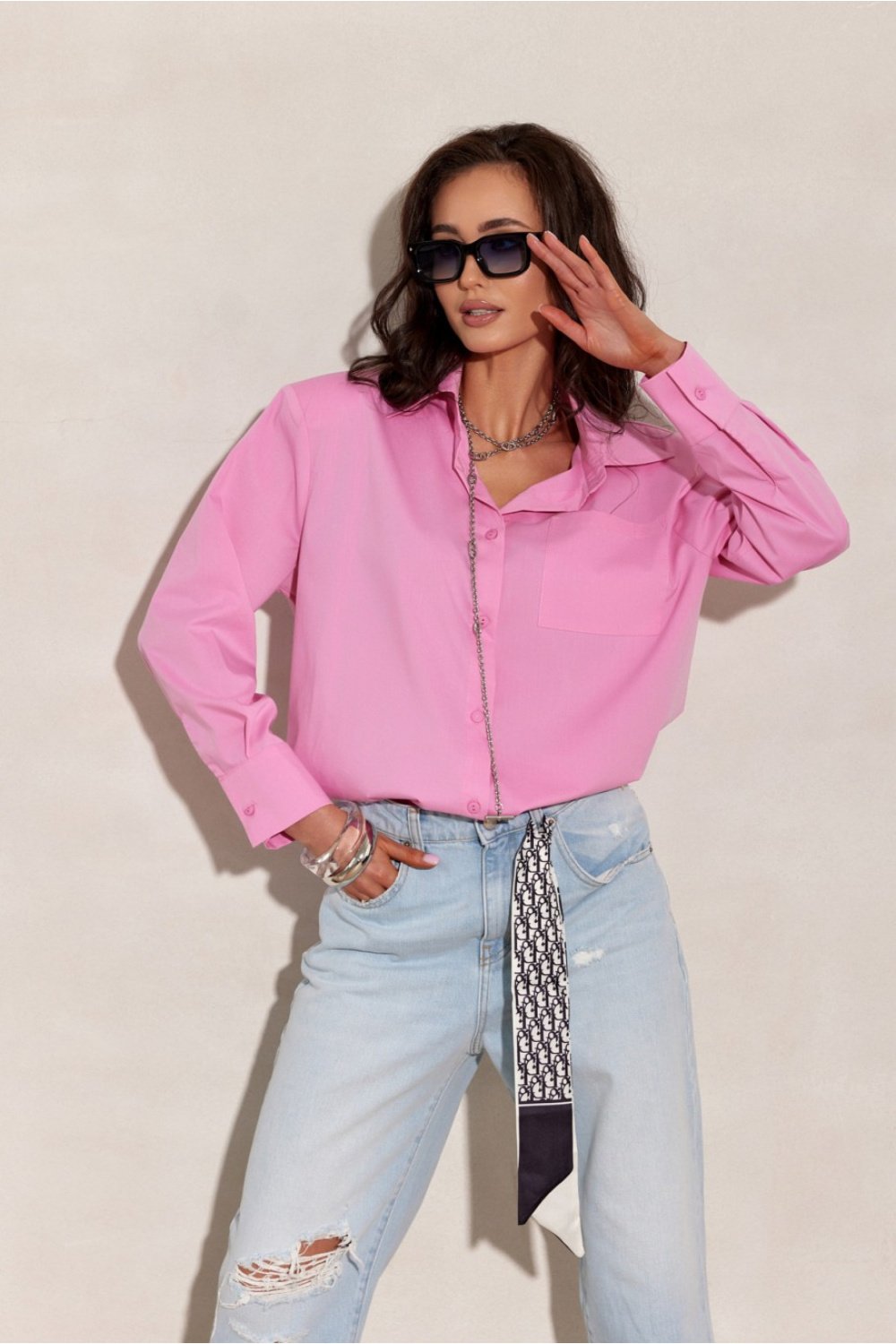 Image of Chemise manche longue rosé