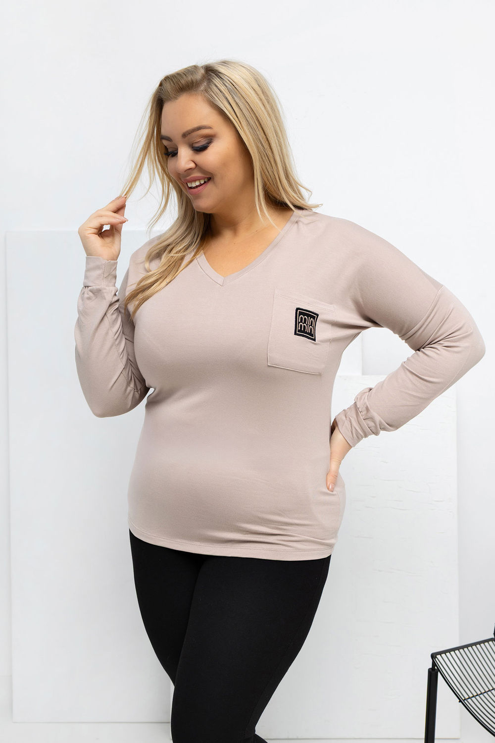 Image of Chemisier grande taille beige