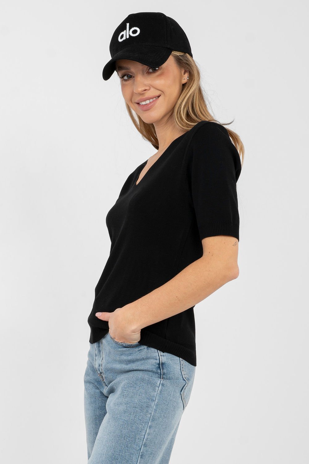 Image of Pull à manches courtes noir