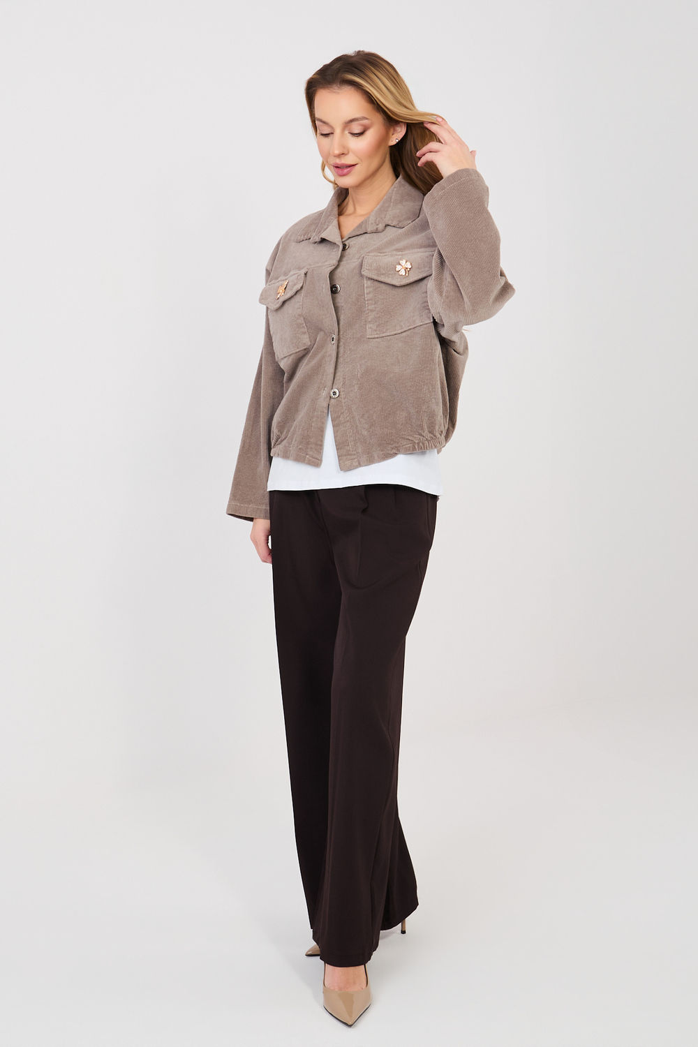 Image of Veste en velours côtelé beige