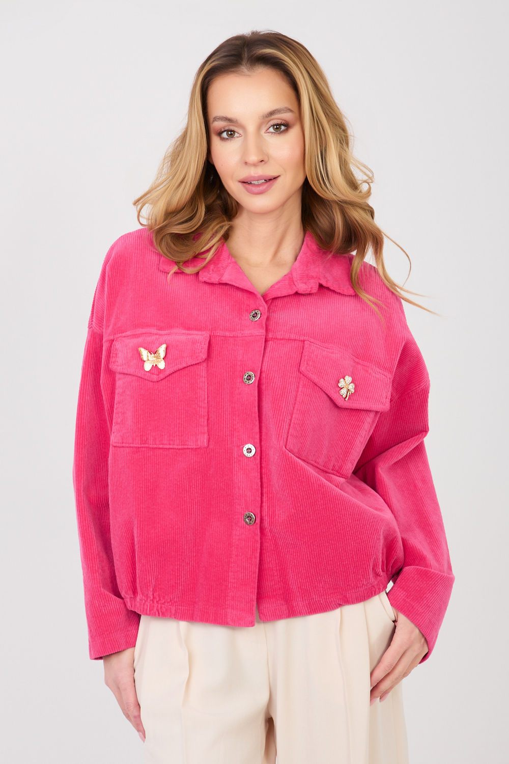 Image of Veste en velours côtelé rosé