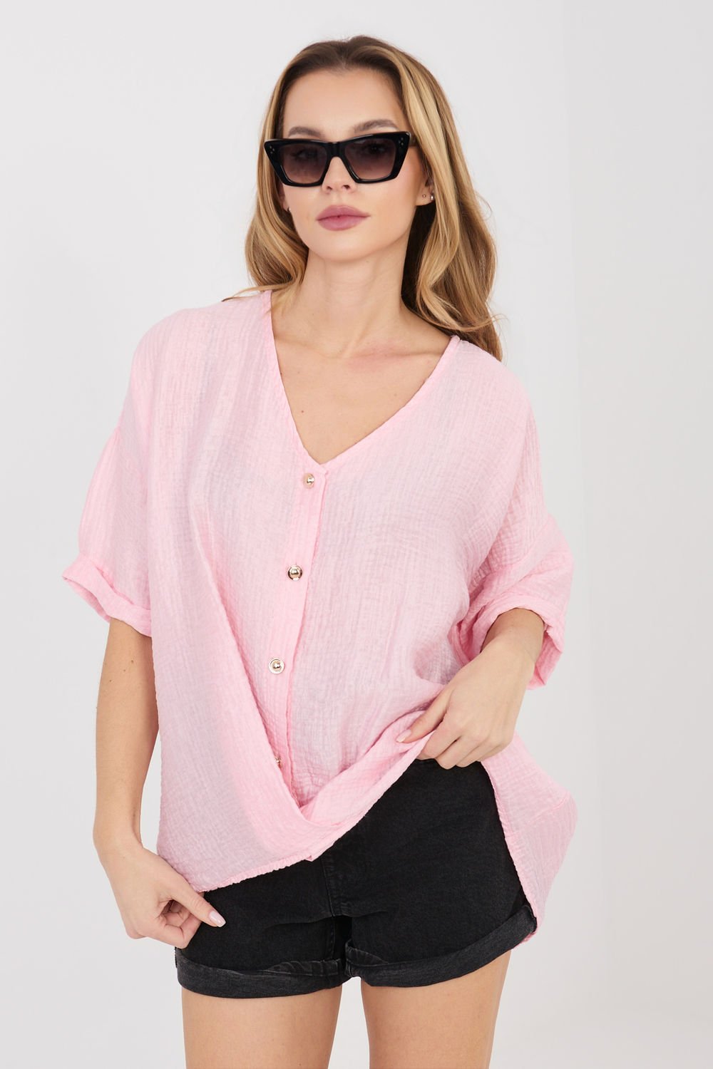 Image of Chemise manche courte rosé