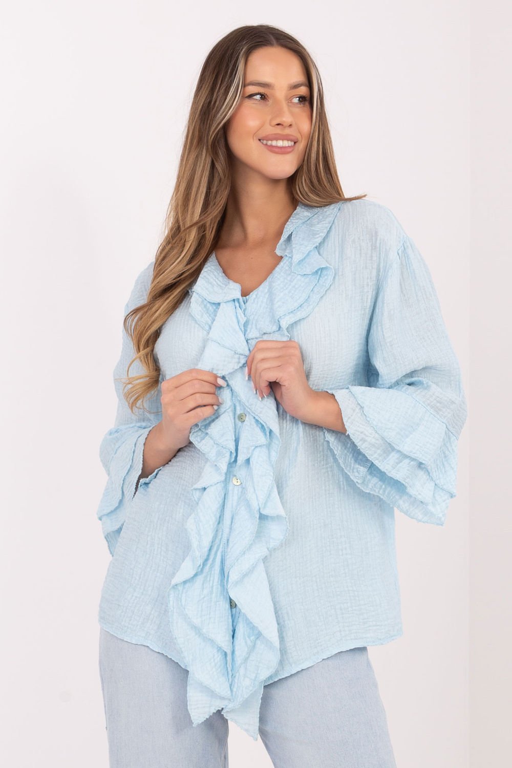 Image of Chemise manche longue bleue