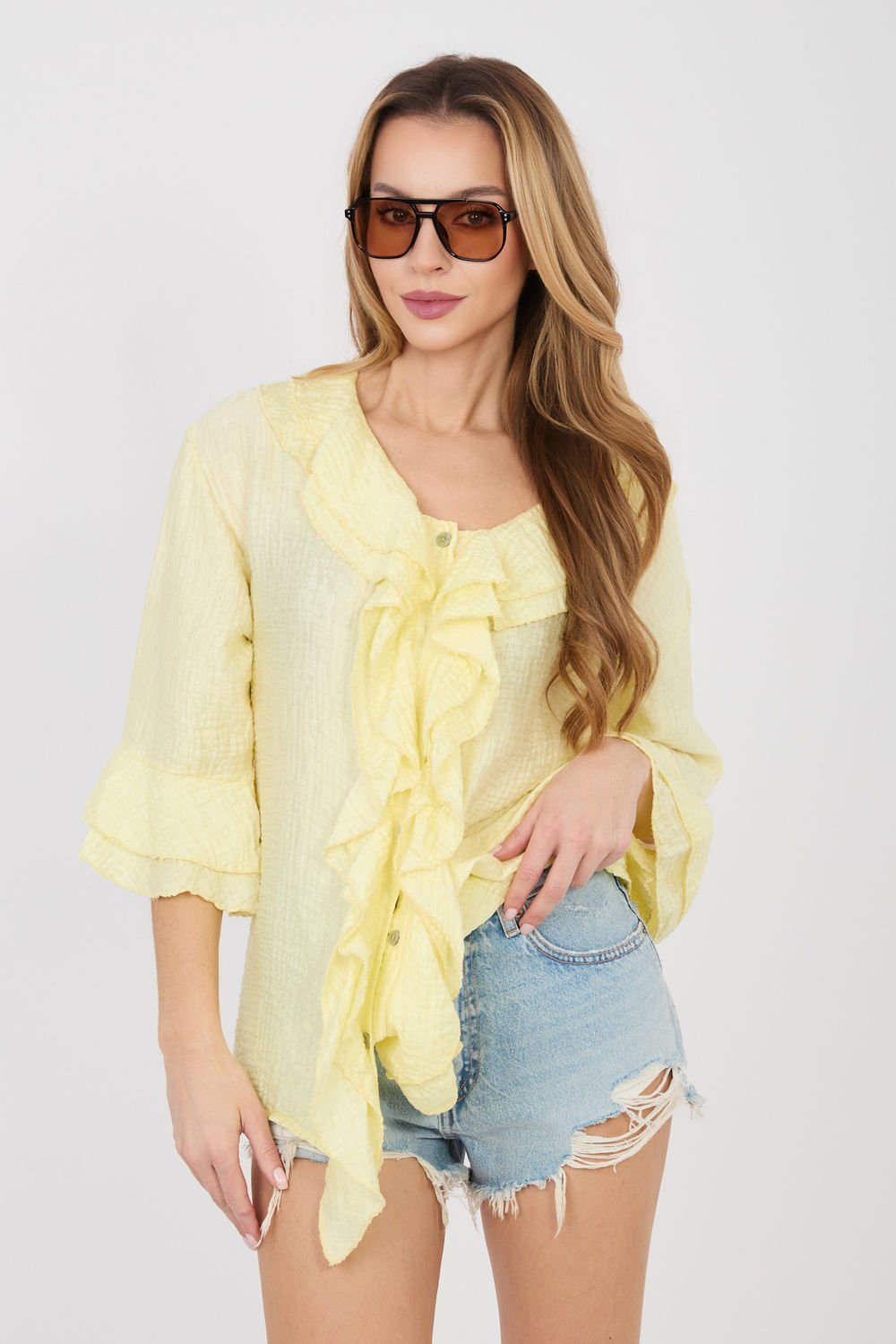 Image of Chemise manche longue jaune