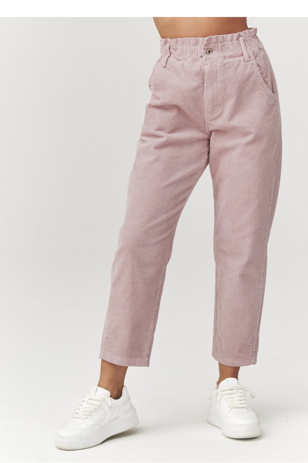 Image of Pantalon en velours côtelé rosé