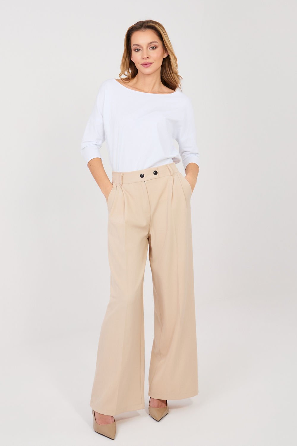 Image of Pantalon femme beige