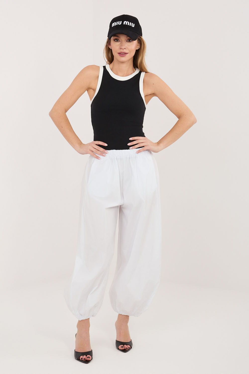 Image of Pantalon femme blanc