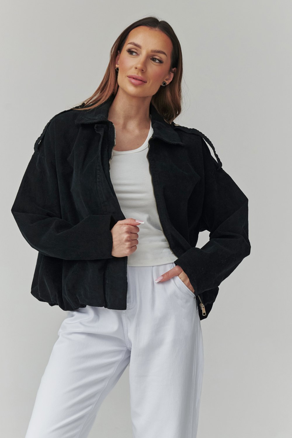 Image of Veste en velours côtelé noir