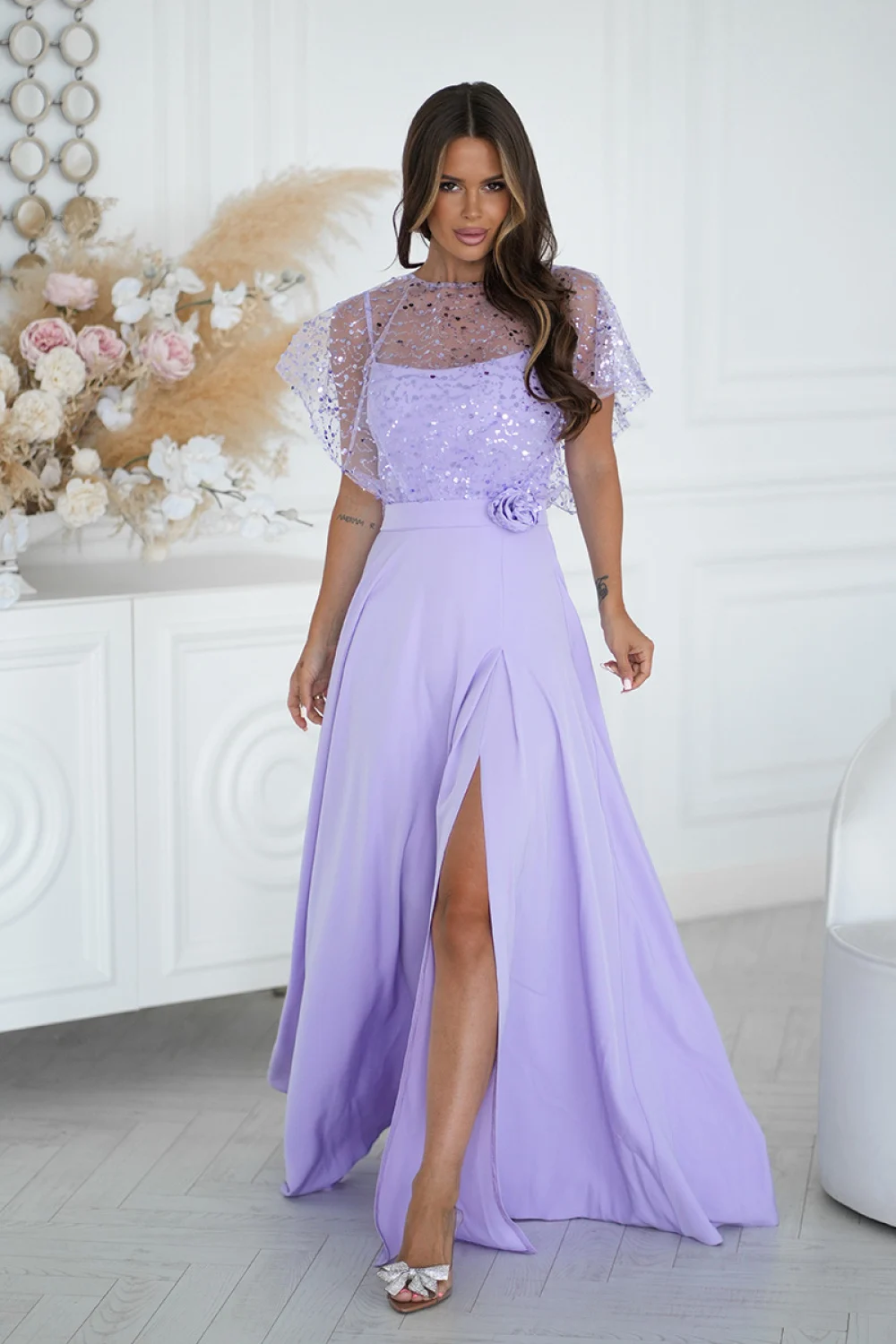 Robe longue violette