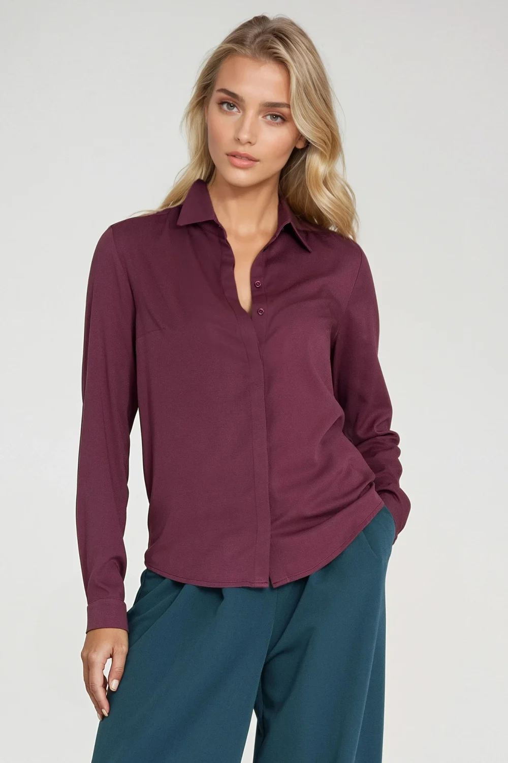 Chemise manche longue violette