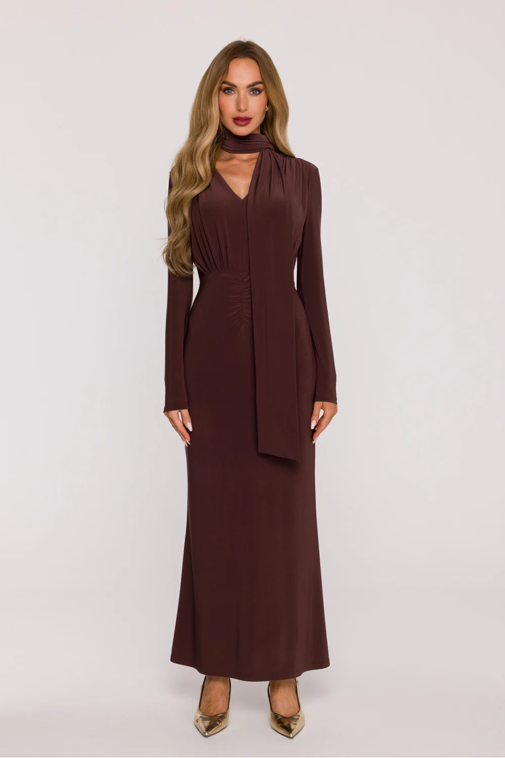 Robe longue brune