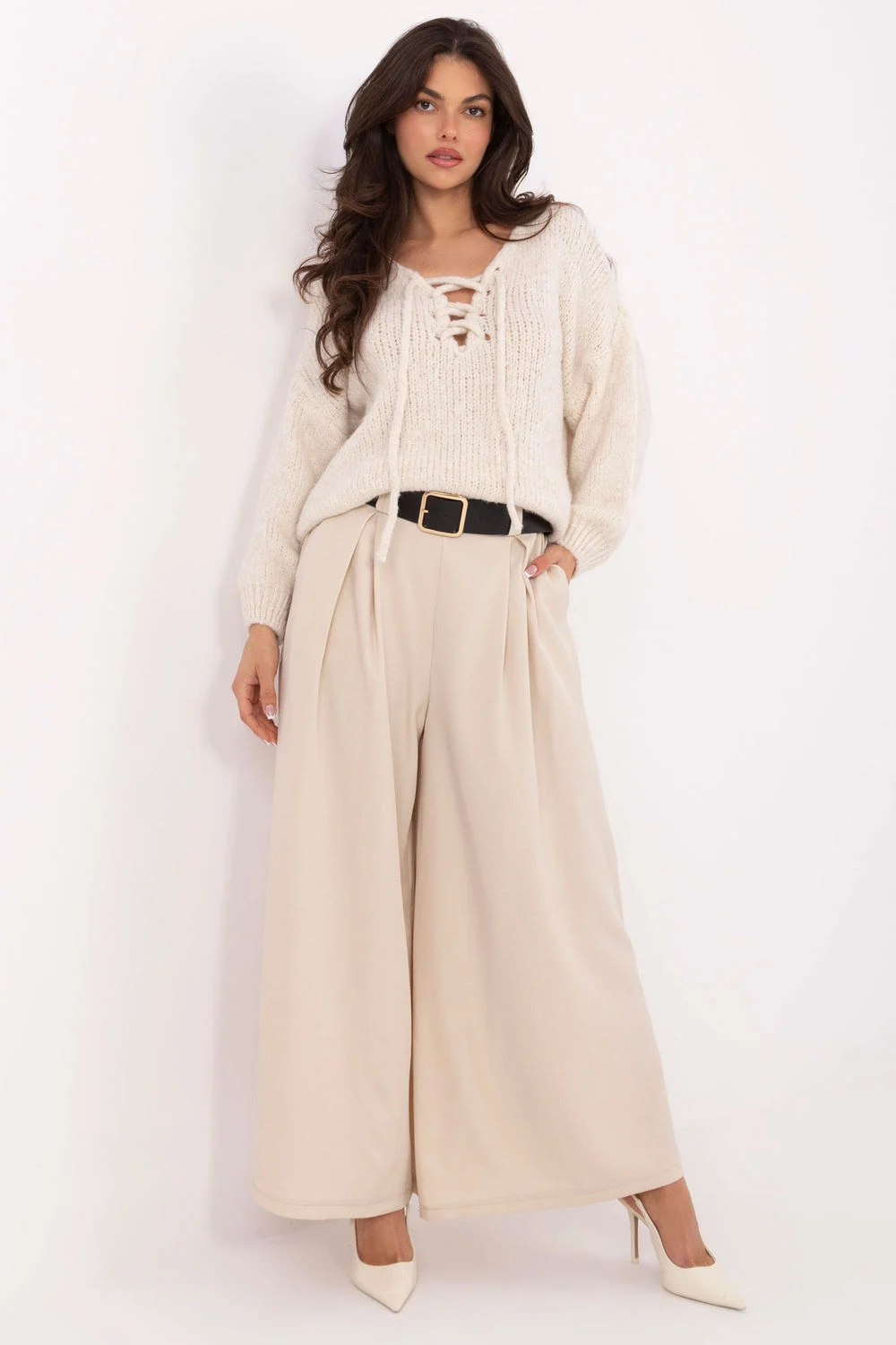 Pantalon femme beige