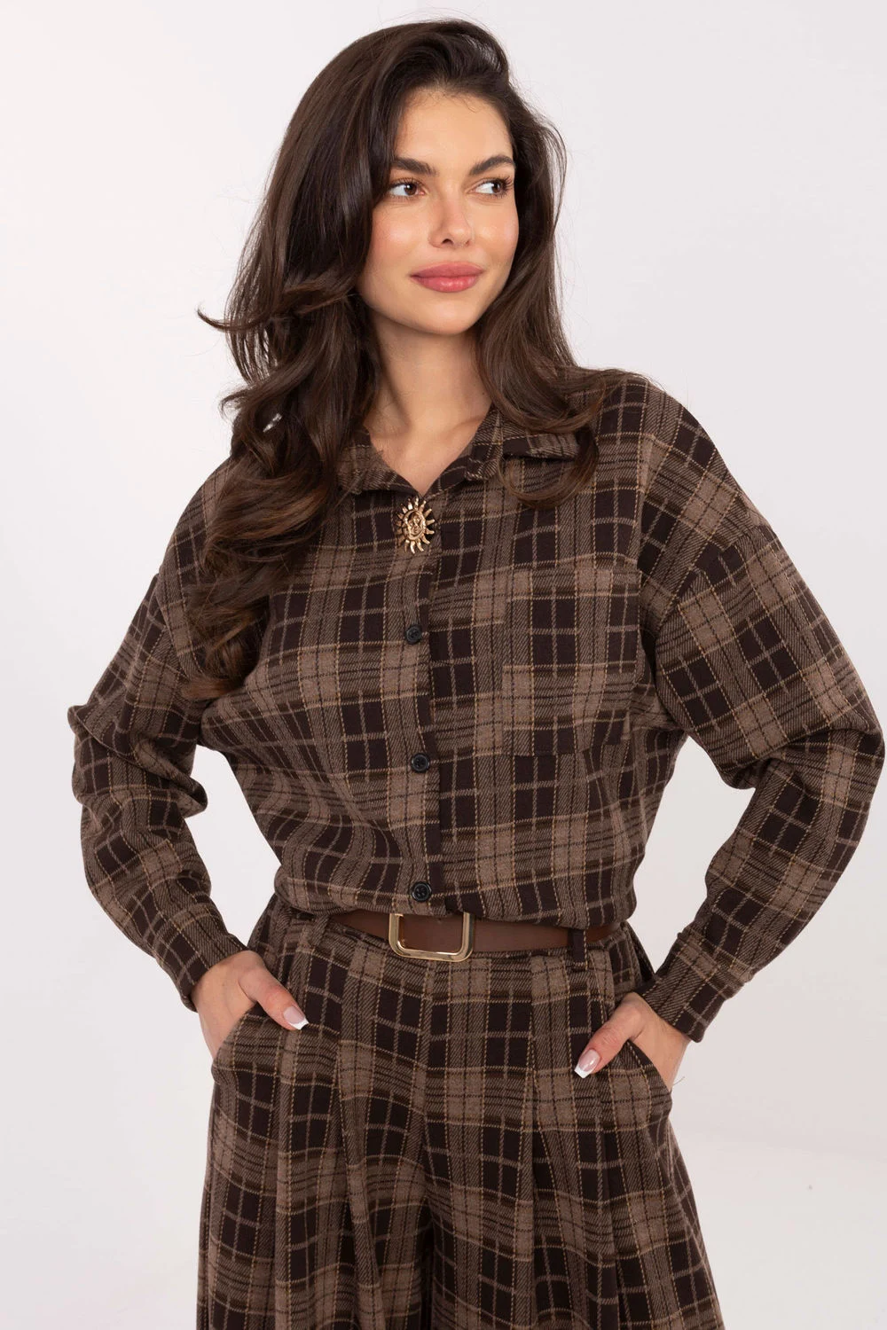 Chemise manche longue brune