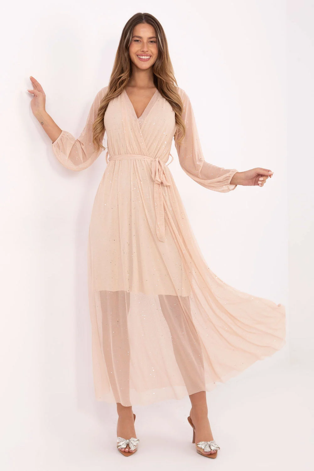 Robe longue beige