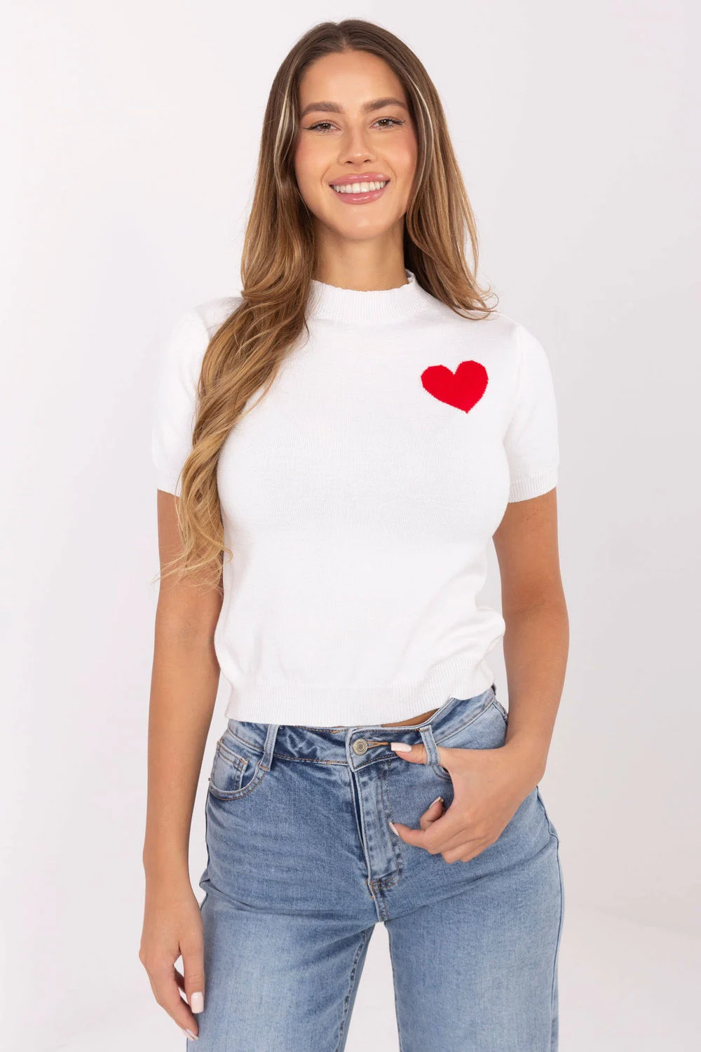 Pull à manches courtes beige