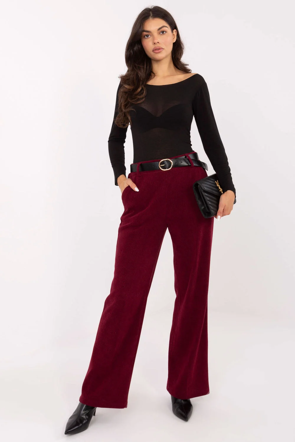 Pantalon en velours côtelé rouge
