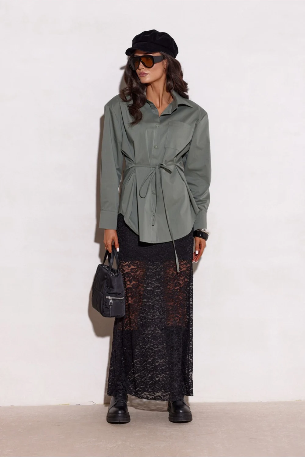 Chemise manche longue verte