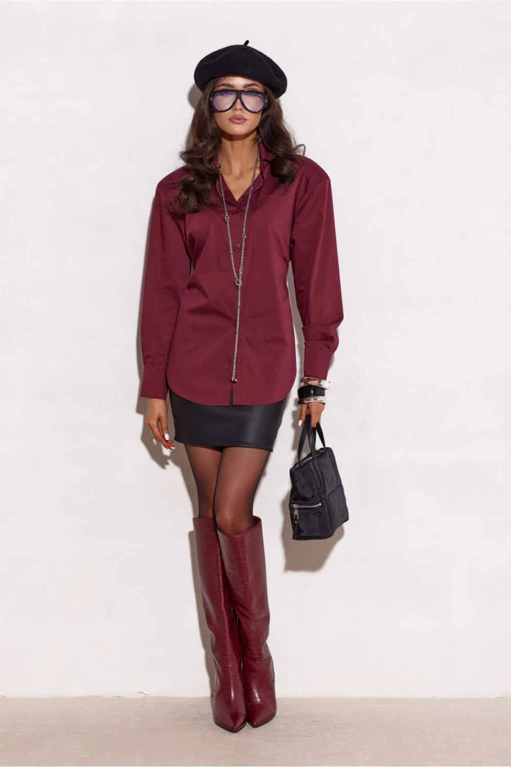 Chemise manche longue rouge