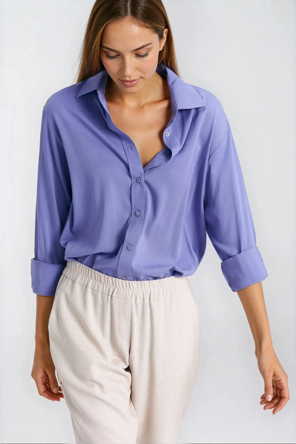 Chemise manche longue violette – Image 2