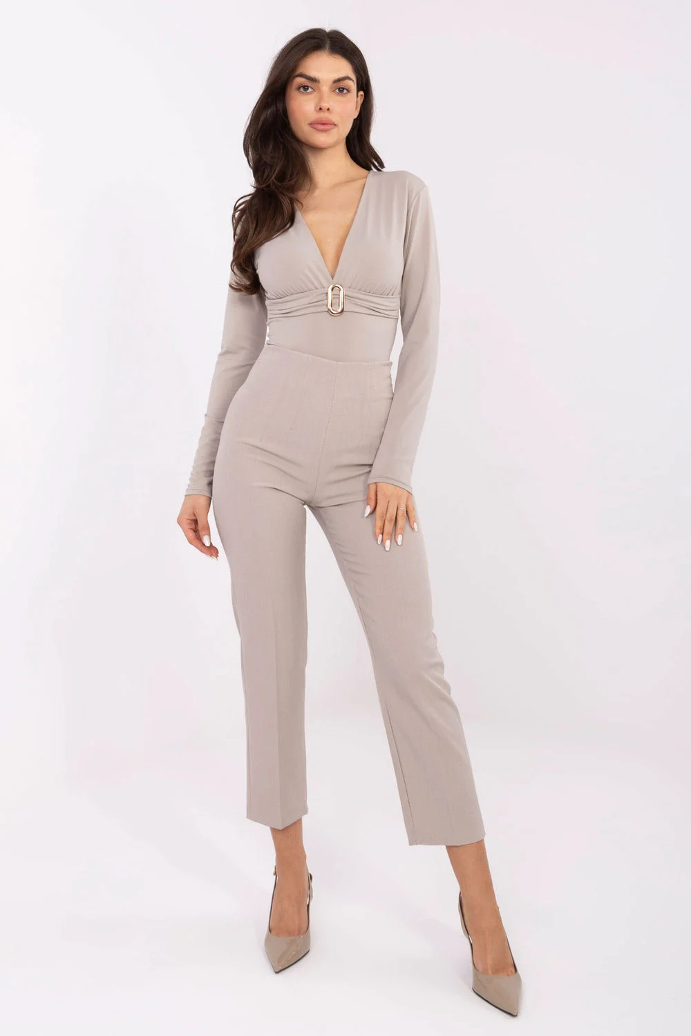 Pantalon femme beige