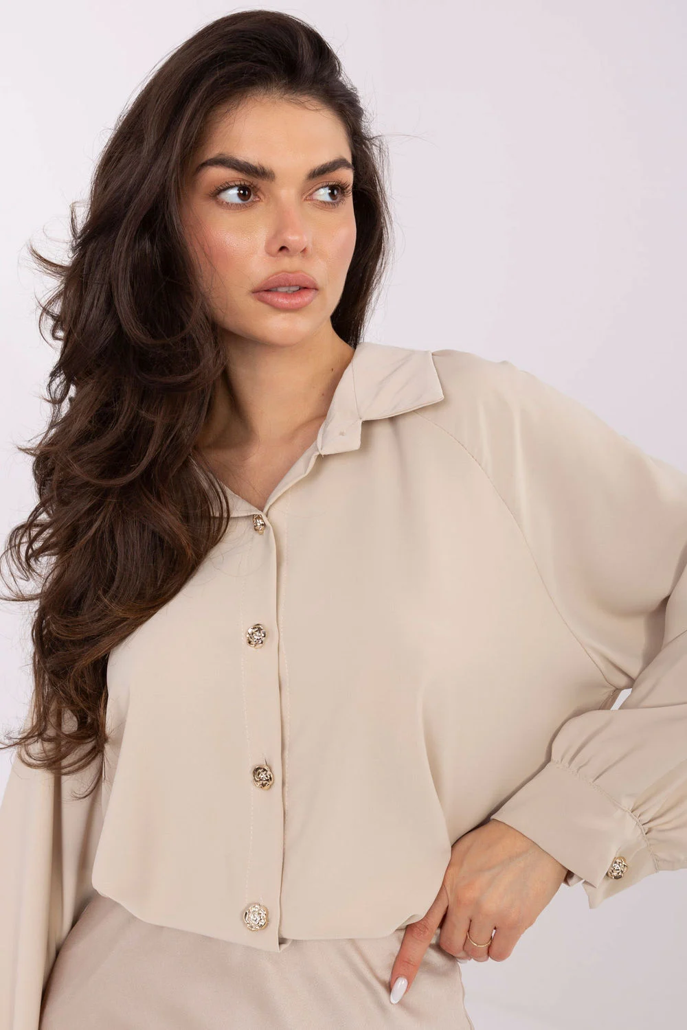 Chemise manche longue beige