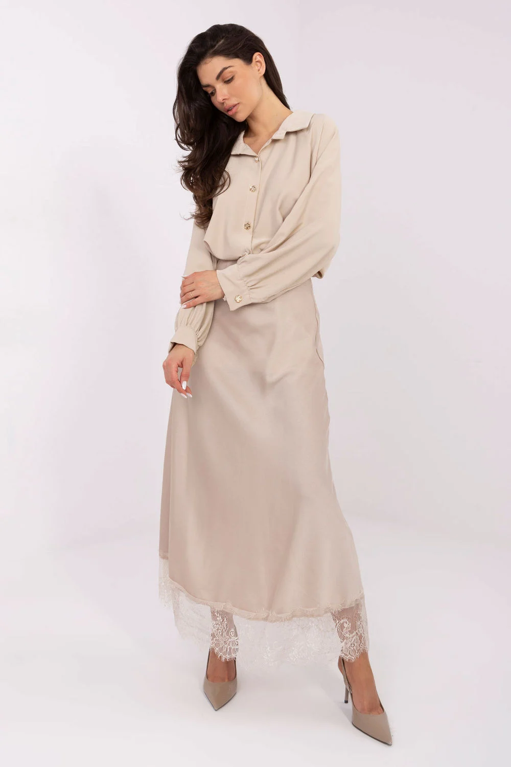 Chemise manche longue beige – Image 4