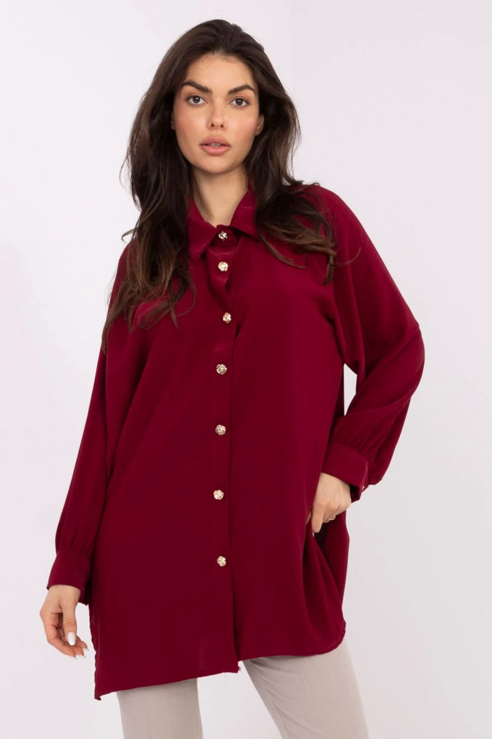 Chemise manche longue rouge – Image 4
