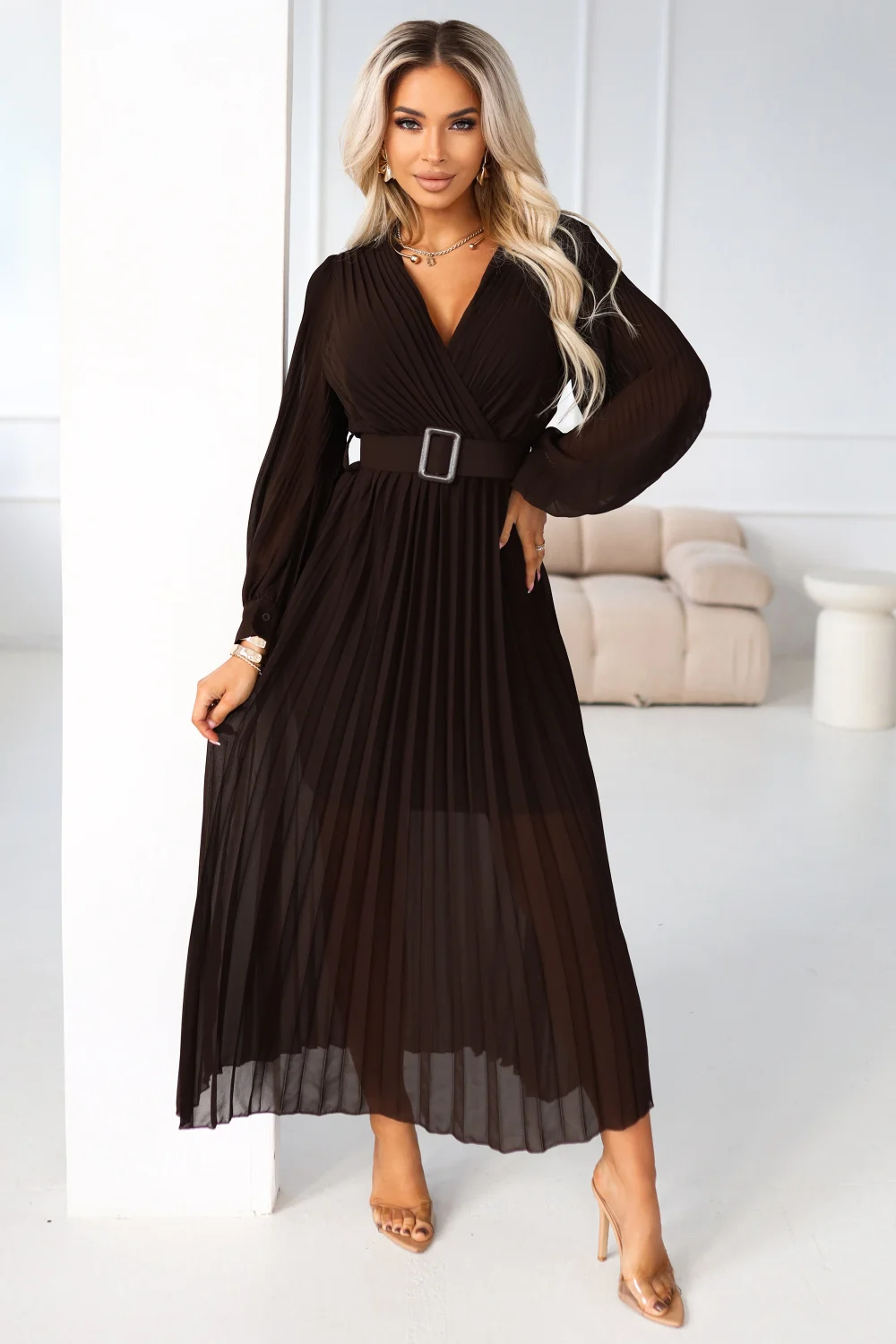 Robe de cocktail brune