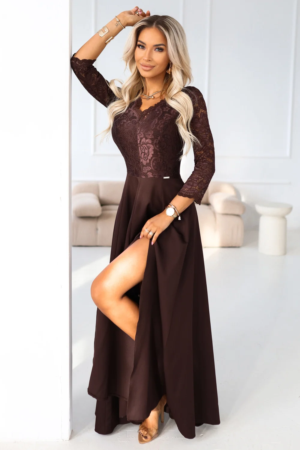 Robe longue brune