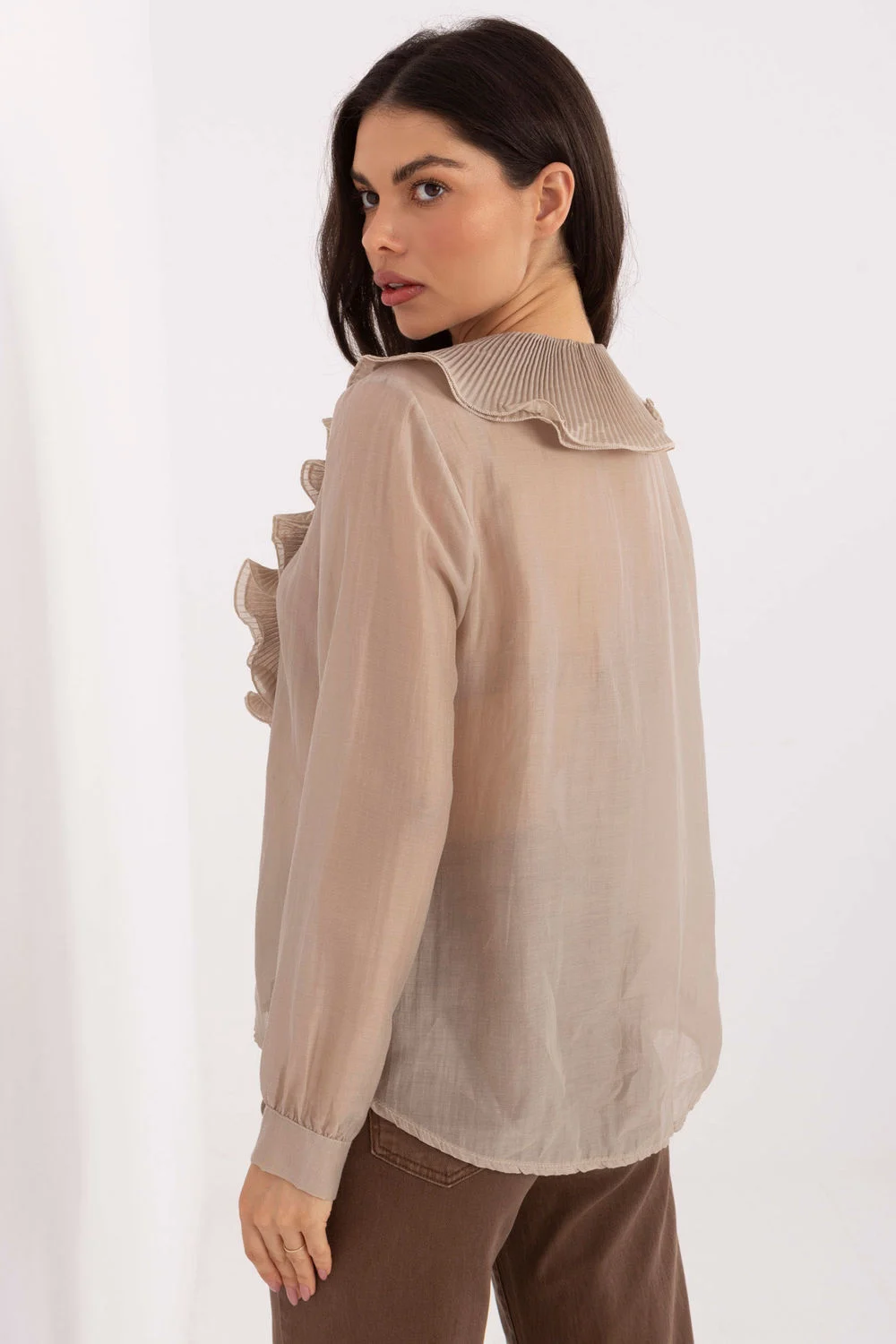Chemise manche longue beige – Image 3