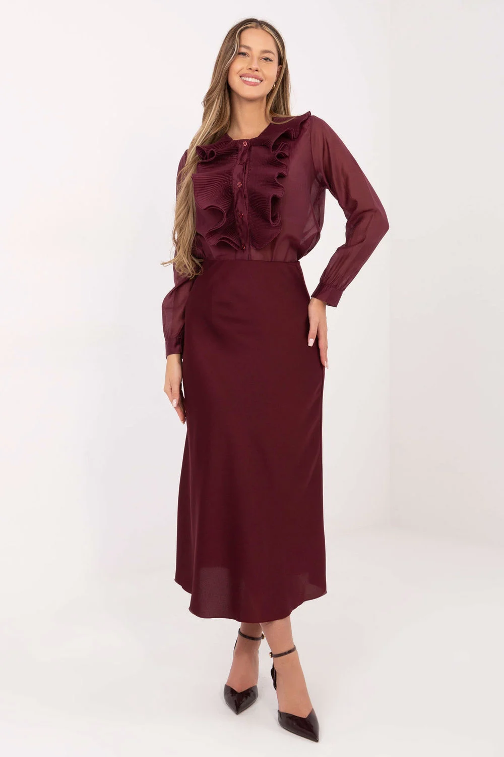 Chemise manche longue rouge – Image 2