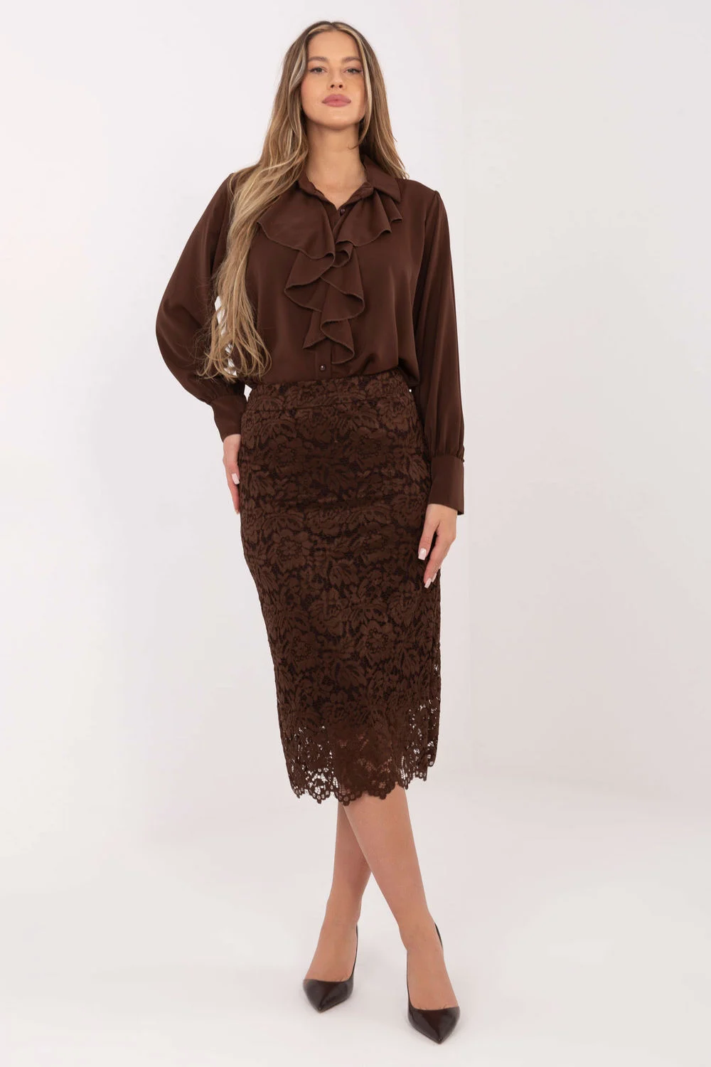 Chemise manche longue brune – Image 2