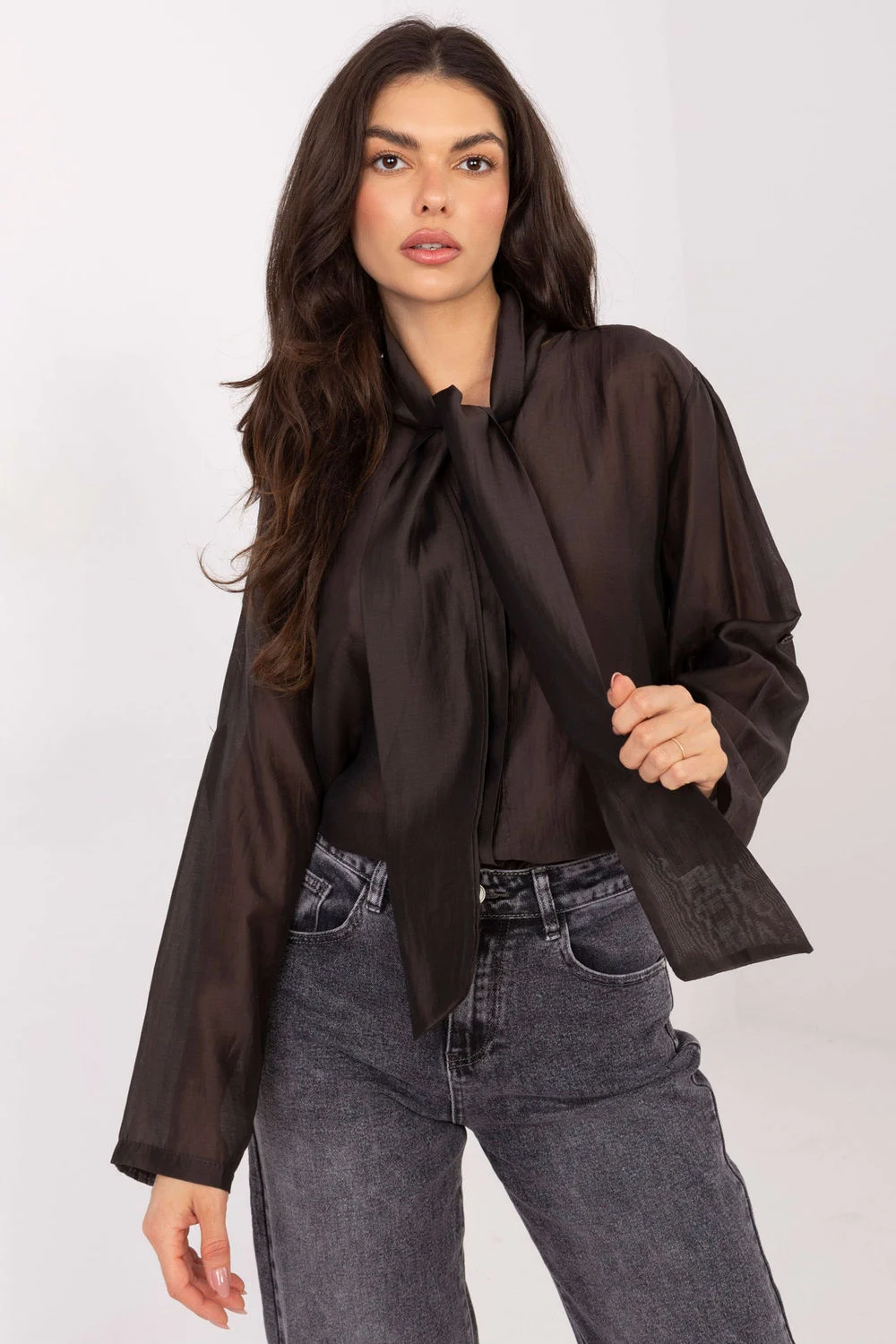 Chemise manche longue brune