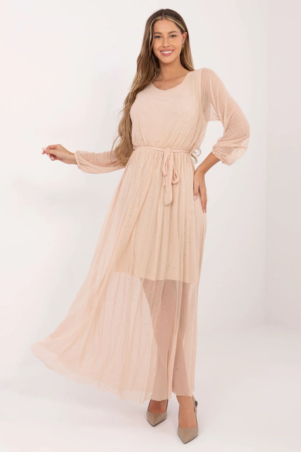 Robe longue beige