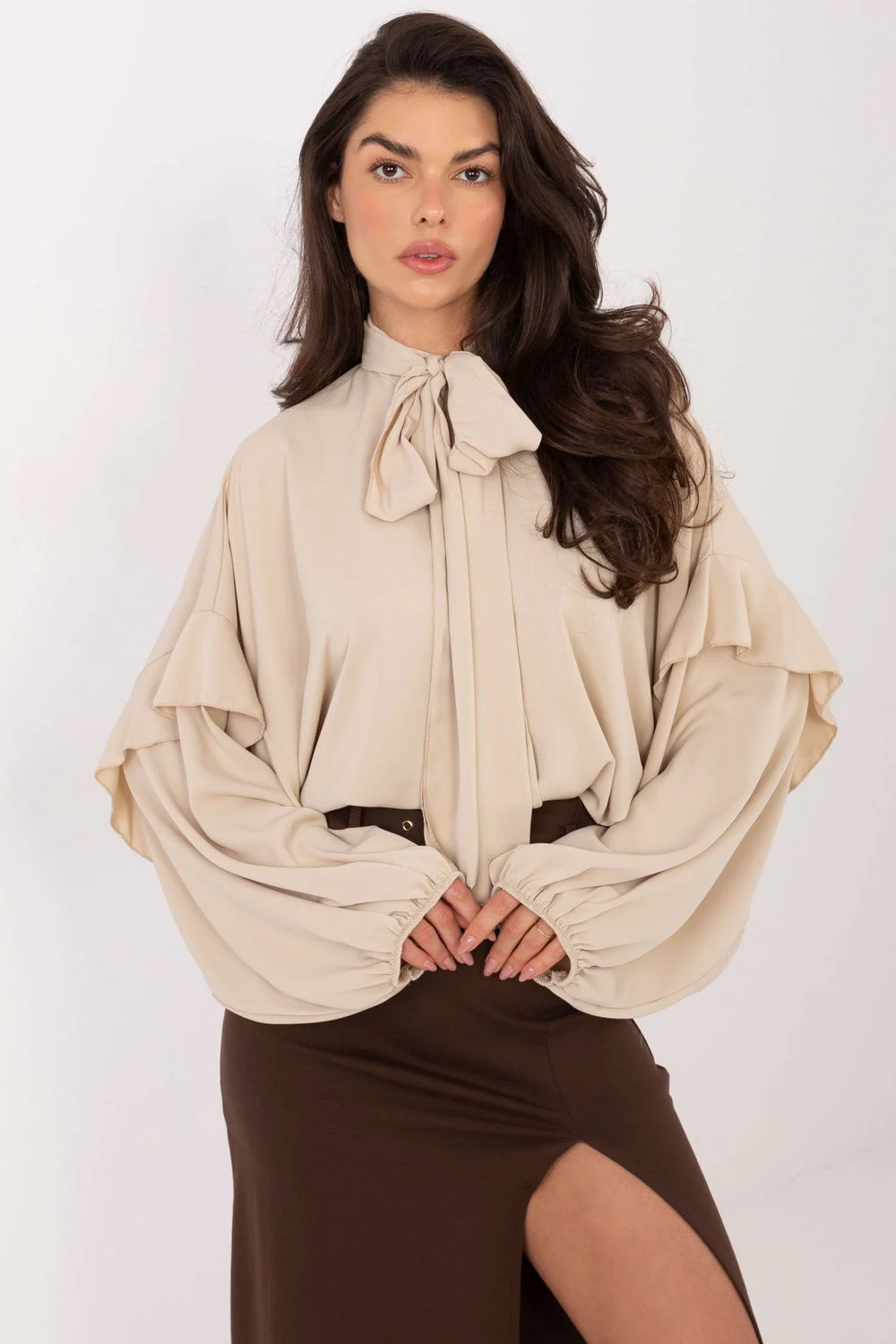 Chemise manche longue beige